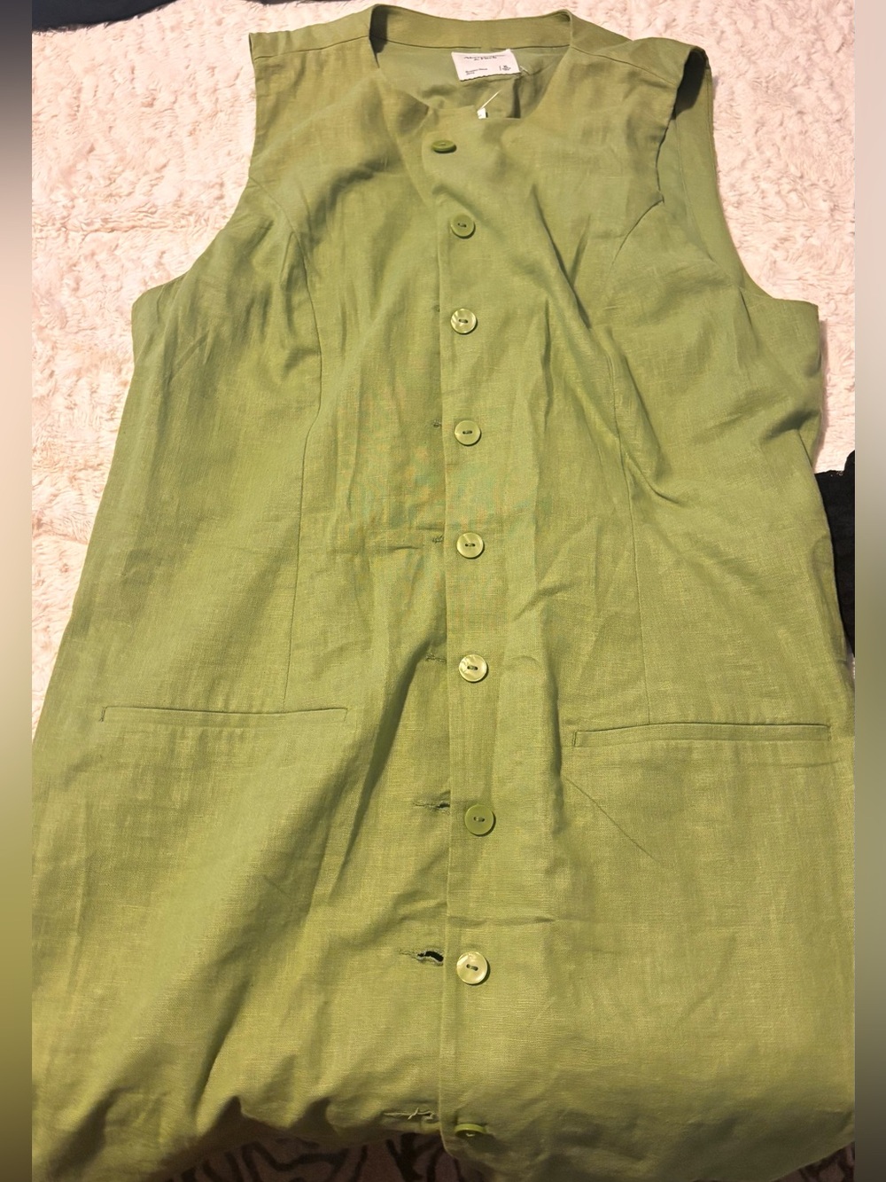 Abercombie Sleeveless Button-Front Green Linen Dress